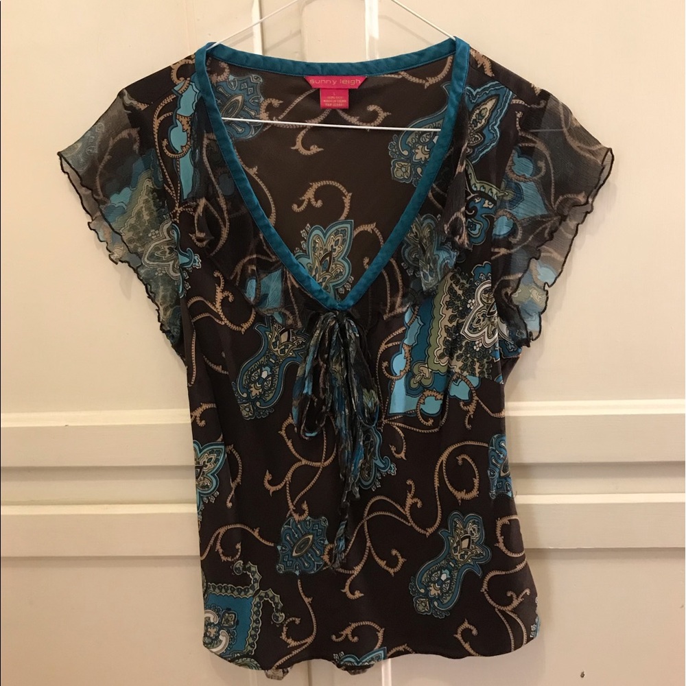 Sunny Leigh Brown floral top size L